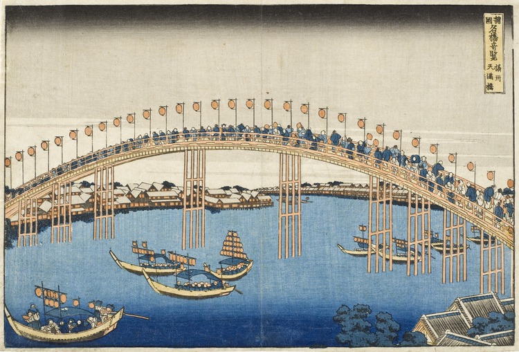 Temma Bridge, Settsu Province / Katsushika Hokusai / circa 1835
